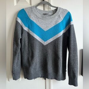 T by Talbots Gray and Blue Chevron Sweater